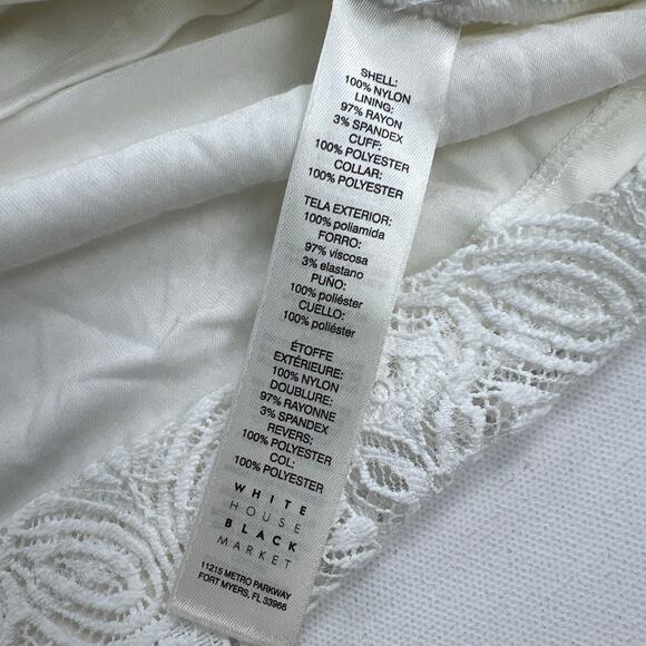 White House Black Market White Bell Sleeve Lace Square Neck Blouse Size XS - Picture 12 of 16